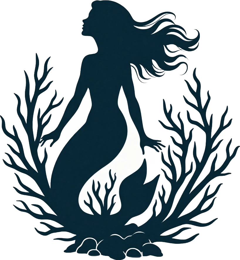 Mermaid Silhouette in Coral Reef